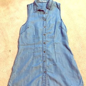 Denim like button down with cute cutout on back